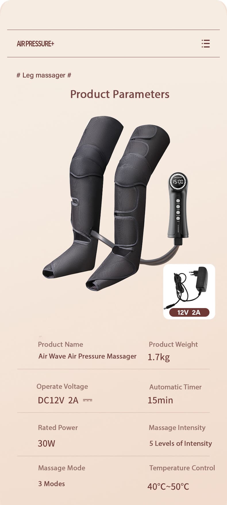 electric vibrate leg massager with heating