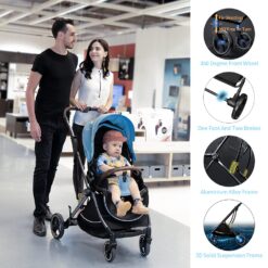 A colorful and comfortable pram for babies and toddlers aged 0 to 3 years.