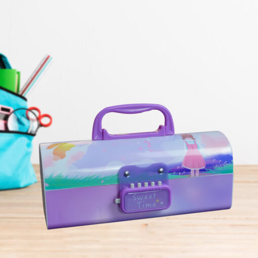 Kids Pencil Box Stationary Set with Different compartments for Storage of Kids Essentials (Treasure Box Blue)
