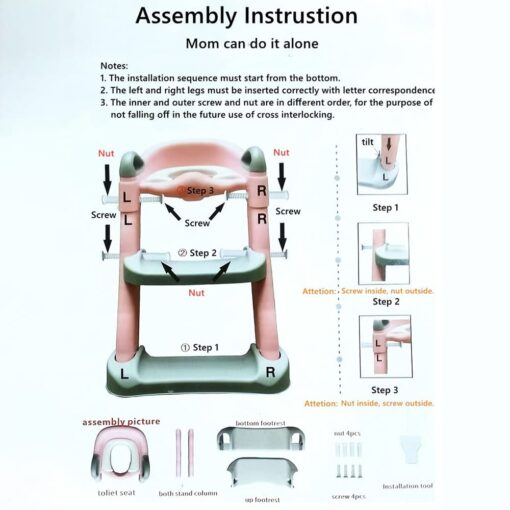 StarAndDaisy Potty Training Seat with Ladder, Toddler Potty Seat for Toilet with Step Stool for Kids, Splash Guard and Wide Pad for Boys Girls, Stable Without Slipping Grey - Image 6