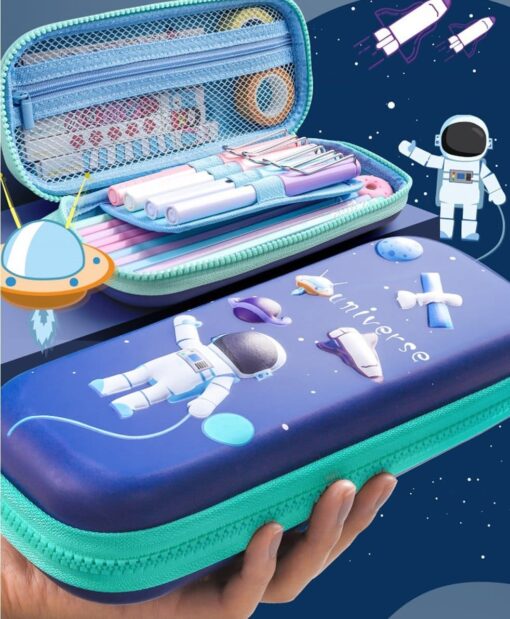 StarAndDaisy Canvas Cartoon Print Pencil Box - Blue