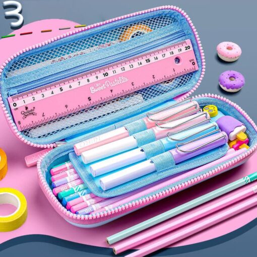 StarAndDaisy Canvas Cartoon Print Pencil Box - Blue - Image 5