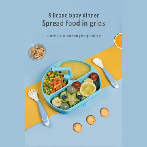 StarAndDaisy Baby Plates for Toddlers with straw, Silicone Plates with Suction Divided Kids BPA Free Microwave Dishwasher Safe, Plates - 3 Compartments (Yellow) - Image 6