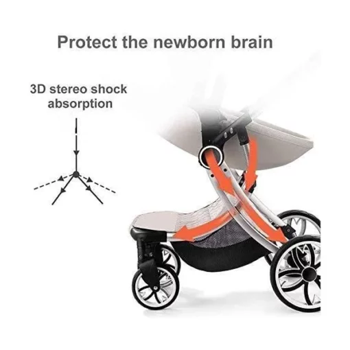 [Refurbished] StarAndDaisy High End Buggy Baby and Kids Stroller , Pram & Pushchair with Convertible Design Basket with Shock Absorbers and Large Premium Wheels  (Red) - Image 6