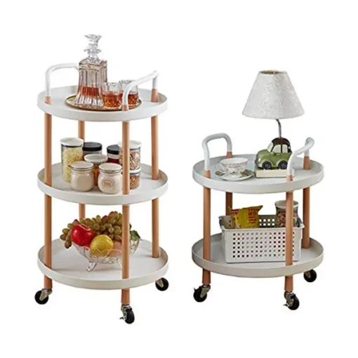 SND Homes BEEY Utility Rolling Cart with Wheels,3-Tier Round Heavy Duty Mobile Storage Organizer Cart for Teacher/Nursy,Round White - Image 3