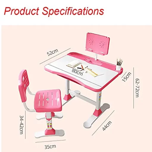 Adjustable Height, Multi-Functional Kids Study Table with Book Holder, Drawer, Extra Large tiltable Desktop with an Option of LED Light (AU80 Blue with LED Lamp) - Image 4