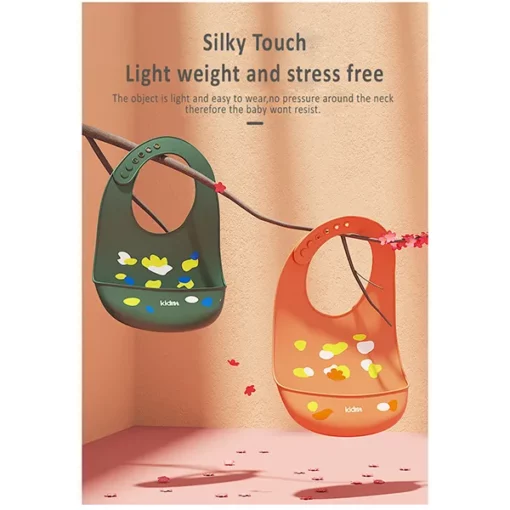 StarAndDaisy Silicone Baby Bibs Easily Wipe Clean - Comfortable Soft Waterproof Bib Keeps Stains Off Soft Durable Adjustable (Red-Set of 2) - Image 4