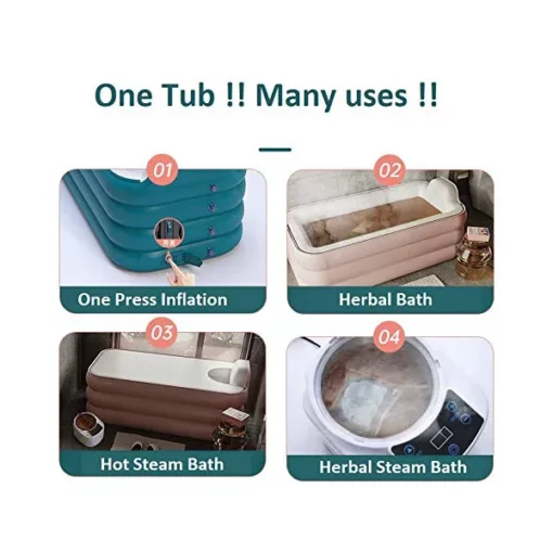 Automatic Wireless Self-Inflatable Bathing Pool/ tub for hot steam Bath, hot Bath and Cold Bath for Kids & Adults (1.6 X 0.94 X 0.64 Meter) - Image 3