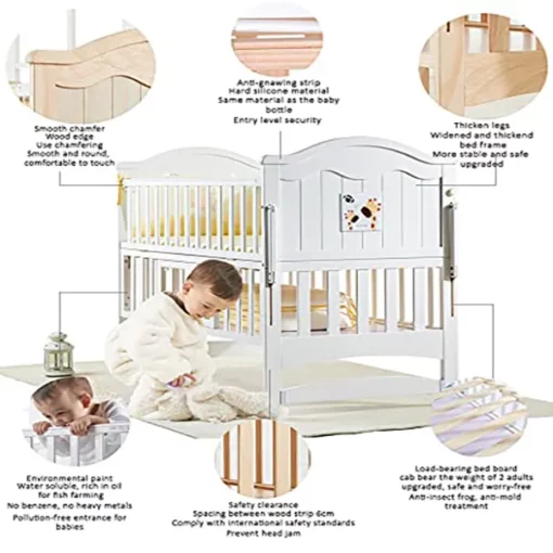 StarAndDaisy Natural Wood 6 in 1 Nightingale Wooden cot crib Bed for Baby/Kids and Toddlers with with Mosquito Net 0 to 5 Years Size: 120 X 60 cm - Image 5