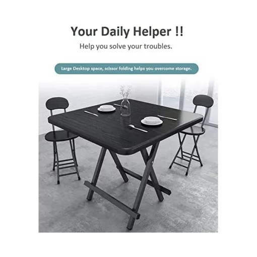 SND Homes Utilite Scissor Table, Easy Folding, Multipurpose Outdoor Lawn Coffee Tables (Large Size | Black | 80cm By 80cm) - Image 3