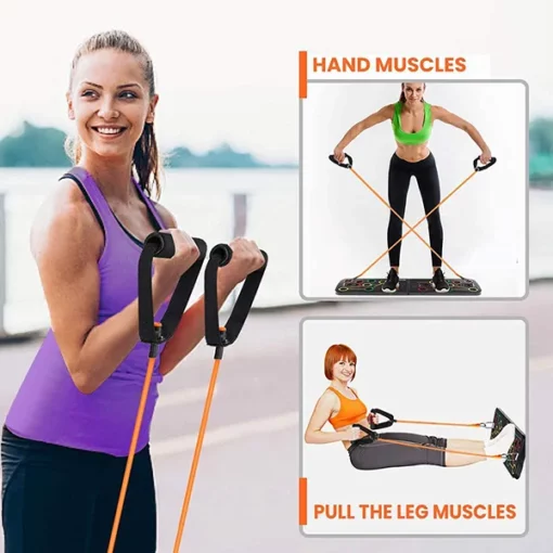 SND by StarAndDaisy - 360° Fitness 13 in 1 Push Up Rack Board,Foldable Unisex Body Building Push Up Board with Resistance Bands - Image 8