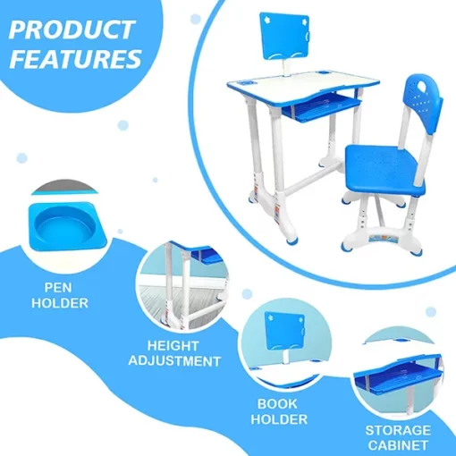 [Refurbished] StarAndDaisy Smart Kids Study Table for 3 to 10 Years with a LED Lamp (Blue E60) - Image 4