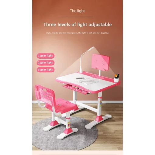 Adjustable Height, Multi-Functional Kids Study Table with Book Holder, Drawer, Extra Large tiltable Desktop with an Option of LED Light (AU80 Blue with LED Lamp) - Image 2