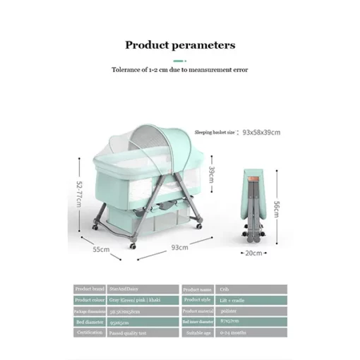 StarAndDaisy Premium Aluminum Alloy Baby cot Crib Cum Baby Rocker (Pink) - Image 5