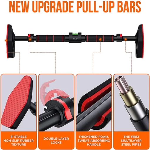 SND by StarAndDaisy - 360° Fitness Doorway Pull Up Bar, Upper Body Home Gym Equipment with Automatic Locking,Level Meter, Adjustable Width - Image 5