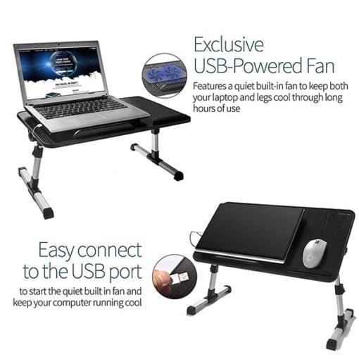 SND Homes Multipurpose Bed Table/lapdesk Workstation for Lazy People with Height and Angle Adjustment (Black (60 X 33 cm)) - Image 4