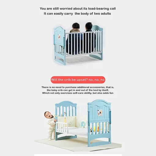 StarAndDaisy Natural Wood 6 in 1 Nightingale Wooden cot crib Bed for Baby/Kids and Toddlers with with Mosquito Net 0 to 5 Years Size: 120 X 60 cm - Image 2