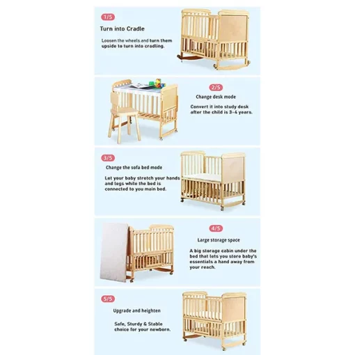 [Refurbished] StarAndDaisy Kids Bed cot for 0-4 Years with guardrail, Load Bearing <40 kg - 120cm Size - With Soft Mattress Set and Mosquito Net - Image 10