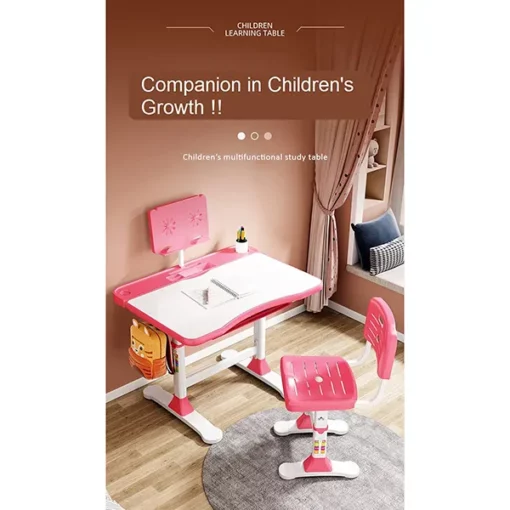 Adjustable Height, Multi-Functional Kids Study Table with Book Holder, Drawer, Extra Large tiltable Desktop with an Option of LED Light (AU80 Blue with LED Lamp) - Image 6