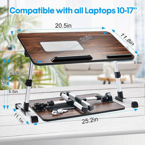 SND Homes Multipurpose Bed Table/ lapdesk Workstation for Lazy People with Height and Angle Adjustment (BurgundyWood (53 x 30 cm)) - Image 2
