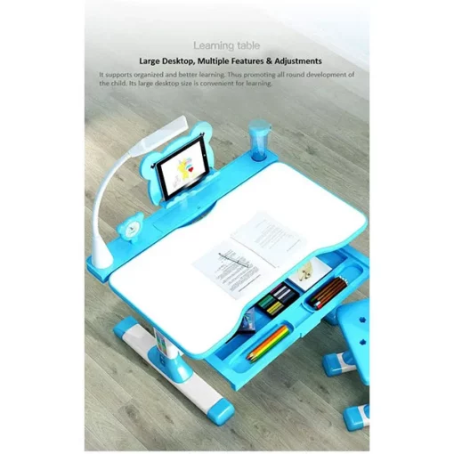 A80 Adjustable Height, Multi-Functional Kids Study Table with Book Holder, Drawer, Extra Large tiltable Desktop with an Option of LED Light (Pink with LED) - Image 6