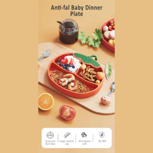 StarAndDaisy Silicone Divided Baby Toddler Plates, Suction Plates for Babies, Silicone Placemats for Kids, BPA Free, Fits Most Highchair Trays, Microwave Dishwasher Safe (Red) - Image 6