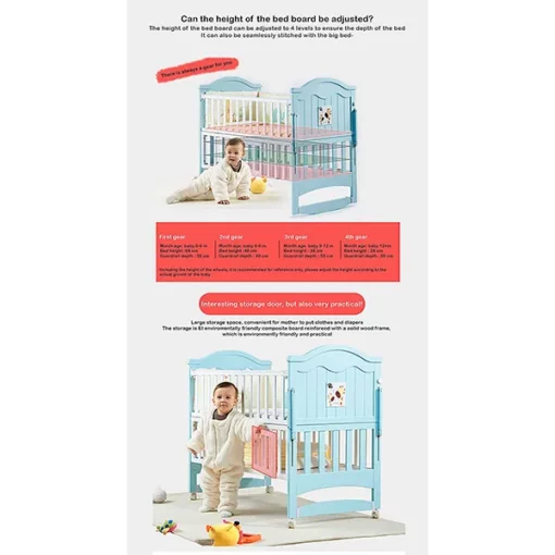 StarAndDaisy Natural Wood 6 in 1 Nightingale Wooden cot crib Bed for Baby/Kids and Toddlers with with Mosquito Net 0 to 5 Years Size: 120 X 60 cm - Image 7