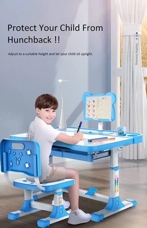 [Refurbished] A80 Adjustable Height, Multi-Functional Kids Study Table with Book Holder, Drawer, Extra Large tiltable Desktop with an Option of LED Light  (Blue | Without LED) - Image 6
