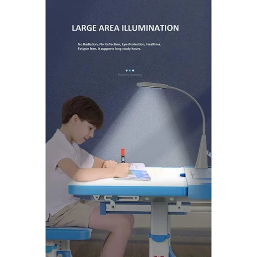 A80 Adjustable Height, Multi-Functional Kids Study Table with Book Holder, Drawer, Extra Large tiltable Desktop with an Option of LED Light (Pink with LED) - Image 12