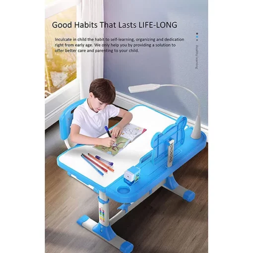 A80 Adjustable Height, Multi-Functional Kids Study Table with Book Holder, Drawer, Extra Large tiltable Desktop with an Option of LED Light (Pink with LED) - Image 11