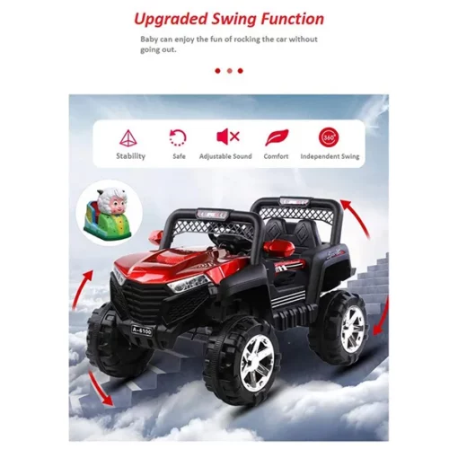 StarAndDaisy Electric Kids Ride On Cars 12V Battery Power Vehicles W/Wheels Suspension Seater Remote Control Motorized Simulation Model SUV Music& Story Playing Colorful Lights, Four drive (red) - Image 7