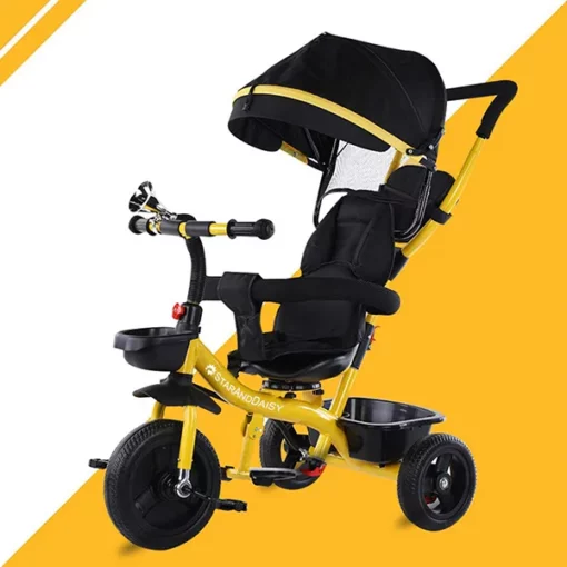 [Refurbished] StarAndDaisy Classy Kids Pushtype Stroller cum Tricycle/Cycle (Yellow)