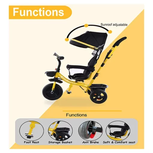 [Refurbished] StarAndDaisy Classy Kids Pushtype Stroller cum Tricycle/Cycle (White) - Image 7