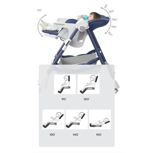 [Refurbished] StarAndDaisy Premium Luxury High Chair (Blue) - Image 4
