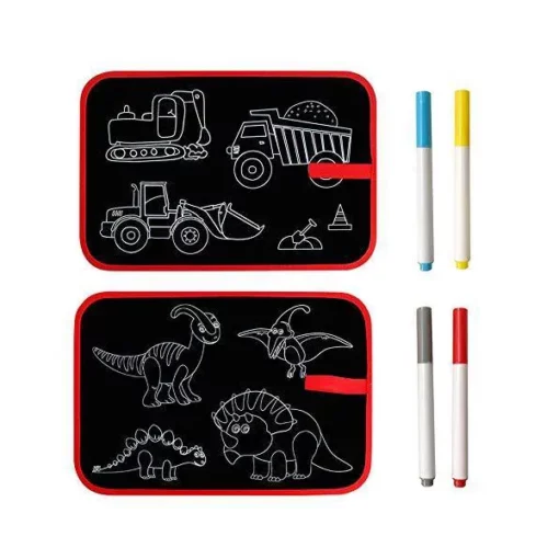 StarAndDaisy Doodle It and Erase Kids Coloring doodle chalk folding slate pad One side character and one side plain with 4 wet non-toxic chalks. - Image 3