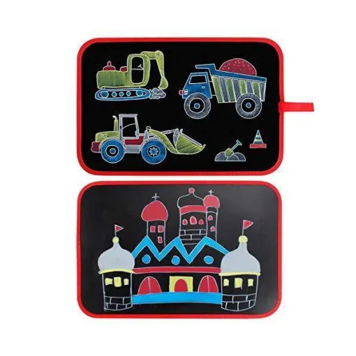 StarAndDaisy Doodle It and Erase Kids Coloring doodle chalk folding slate pad One side character and one side plain with 4 wet non-toxic chalks. - Image 4