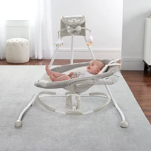 Ronbei (U.K) Baby Convertible Electric Rocker with See-Saw Cradle, Sleeping Cot with Music (Grey) - Image 2
