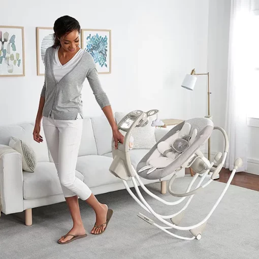 Ronbei (U.K) Baby Convertible Electric Rocker with See-Saw Cradle, Sleeping Cot with Music (Grey) - Image 5