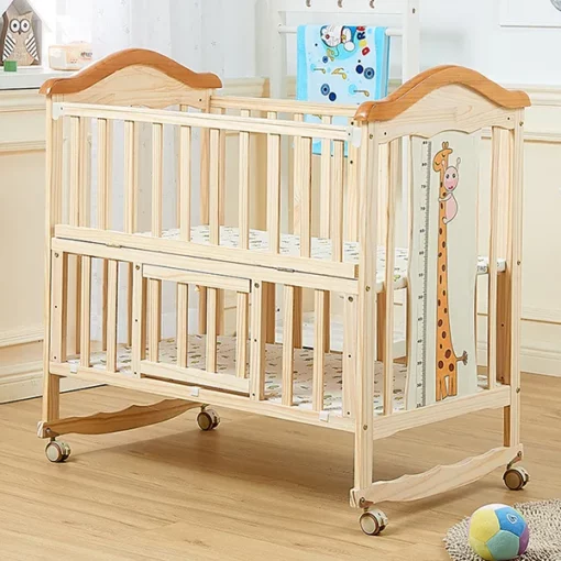 StarAndDaisy WD03 Kids Bed Wooden cot crib for 0-4 Years with guardrail, Load Bearing <60 kg (Newborn Baby cot 120cmX60cm) with Soft Mattress set & Mosquito net - Image 5