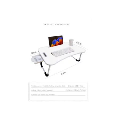 SND Homes Wood Portable Laptop Table (Finish Color - White) - Image 3