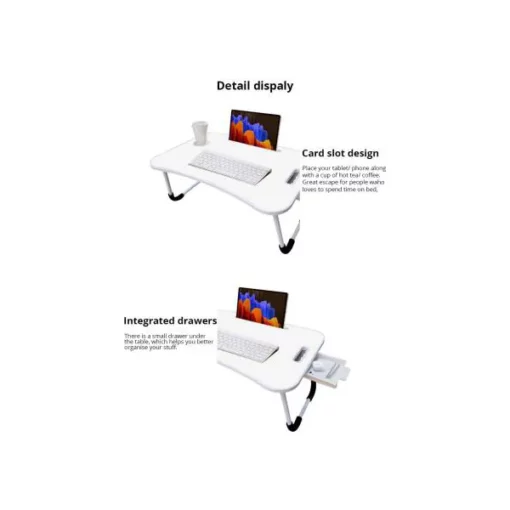 SND Homes Wood Portable Laptop Table (Finish Color - White) - Image 2
