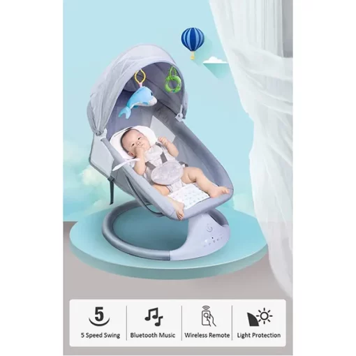 Premium Baby Swing Rocker cum Sleeper (Grey) - Image 7