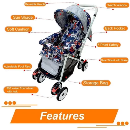 [Refurbished] StarAndDaisy Durable Sunshine Stroller Pram for Baby/Kids (Rainbow) - Image 4
