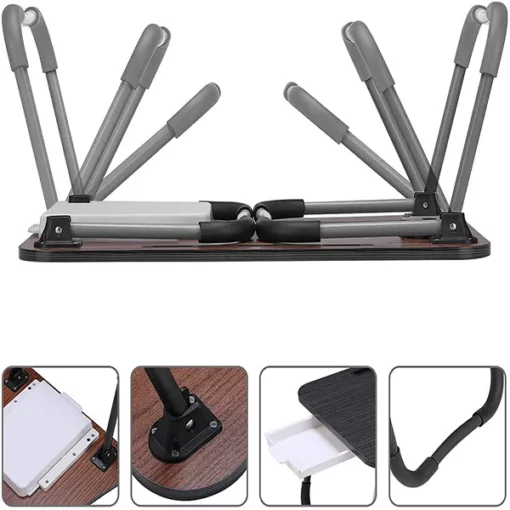 SND Homes Multi-Purpose Foldable Laptop Bed Table With Storage Drawer/Cup Holder Slot And  Notebook Holder (Black) - Image 6