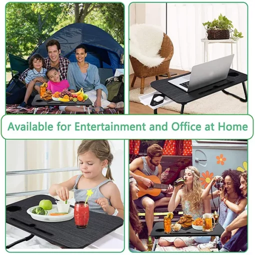SND Homes Multi-Purpose Foldable Laptop Bed Table With Storage Drawer/Cup Holder Slot And  Notebook Holder (Black) - Image 5