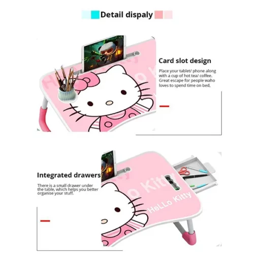 SND Homes Multi-Purpose Foldable Laptop Bed Table Size: 60 X 40 X 27 (Pink Kitty) - Image 7