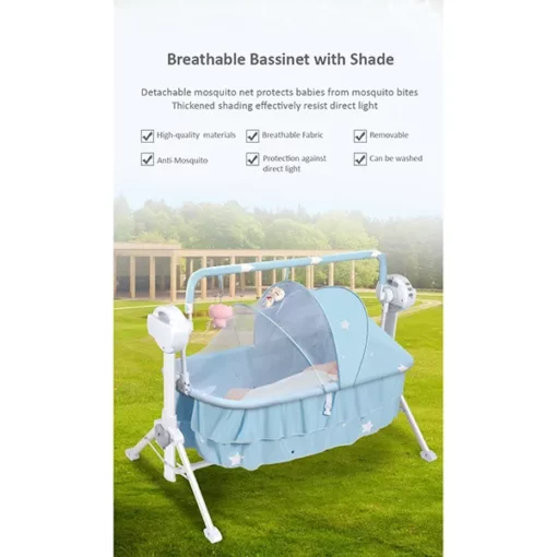 [Refurbished] StarAndDaisy Nestling Smart and Portable Baby Cradle Crib with automatic swing, remote and Bluetooth (BLUE) - Image 7