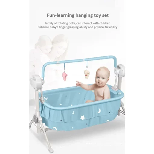 [Refurbished] StarAndDaisy Nestling Smart and Portable Baby Cradle Crib with automatic swing, remote and Bluetooth (BLUE) - Image 3