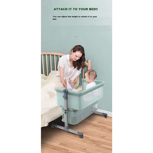 [Refurbished] StarAndDaisy Premium Newborn Bassinet Sleeper – With Memory Foam Mattress – Next to bed setup – Premium Built (Khaki) - Image 4