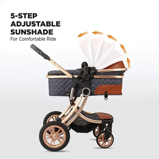 [Refurbished] StarAndDaisy Ultima Luxury Newborn Stroller with Seating / Sleeping Bassinet, Multi-Functional, Multi-adjustments (Black) - Image 7
